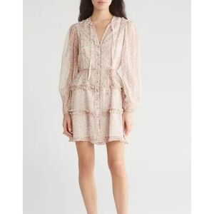 Rachel Parcell Long Sleeve Tiered Minidress